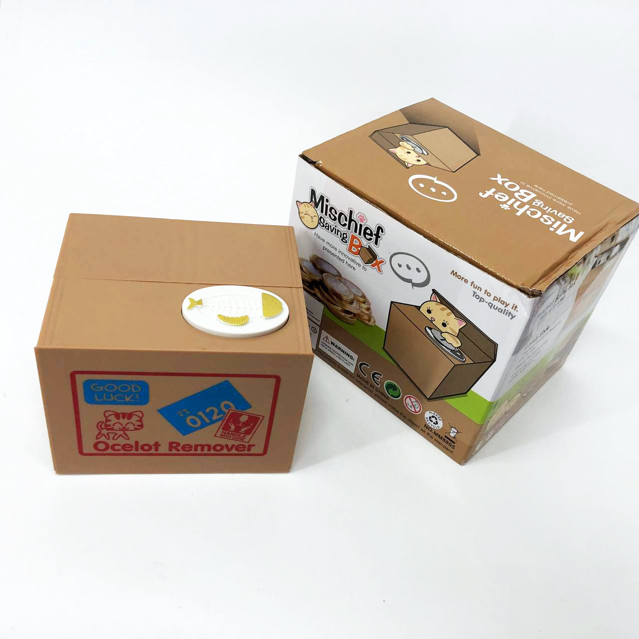 Детская сейф копилка воришка монет в коробке