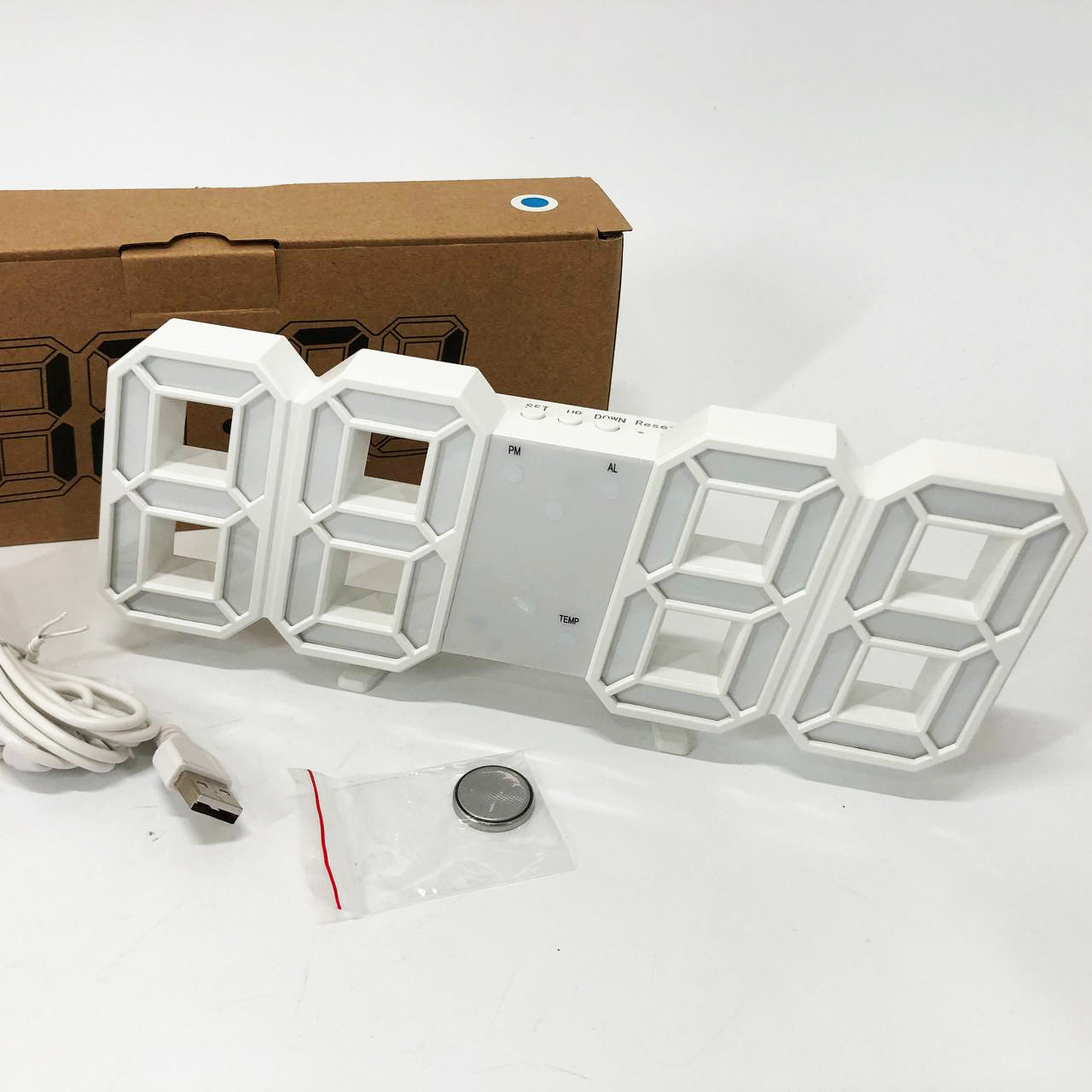 Часы настольные LY-1089 с белой подсветкой LED синие, Часы настольные профессиональные электронные