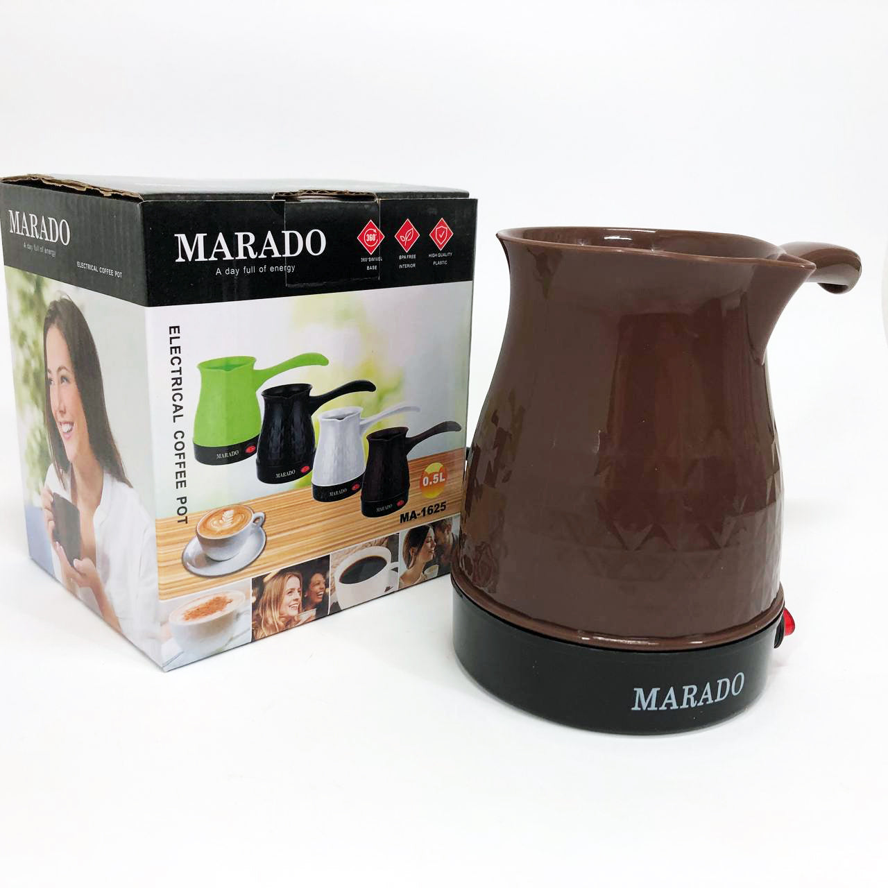Электрическая турка для кофе Marado MA-1625, Бытовая турка, Бюджетная турка. Цвет: коричневый