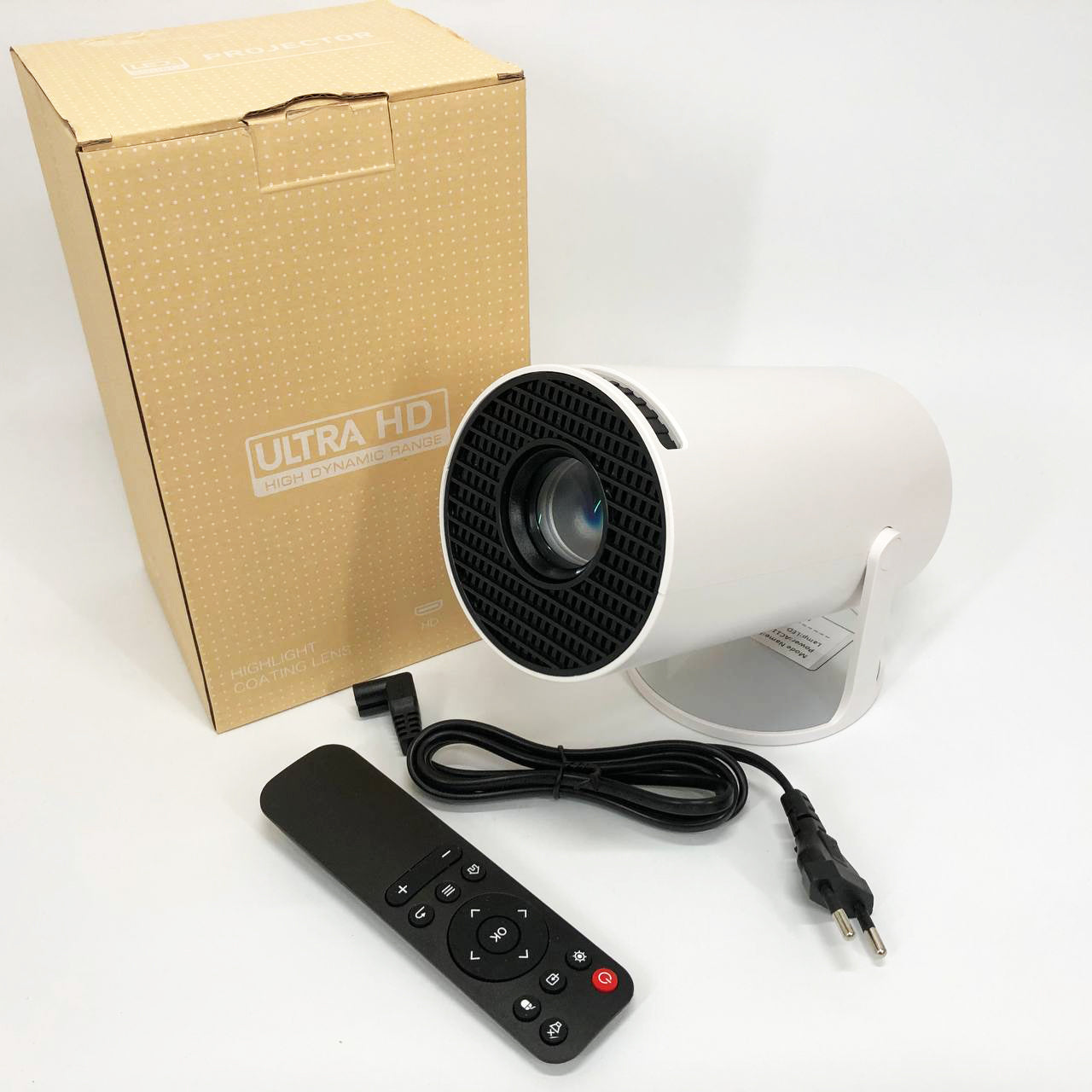 LED Проектор для дома портативный Смарт с WiFi, Bluetooth, Android 11, белый, 1280х720р