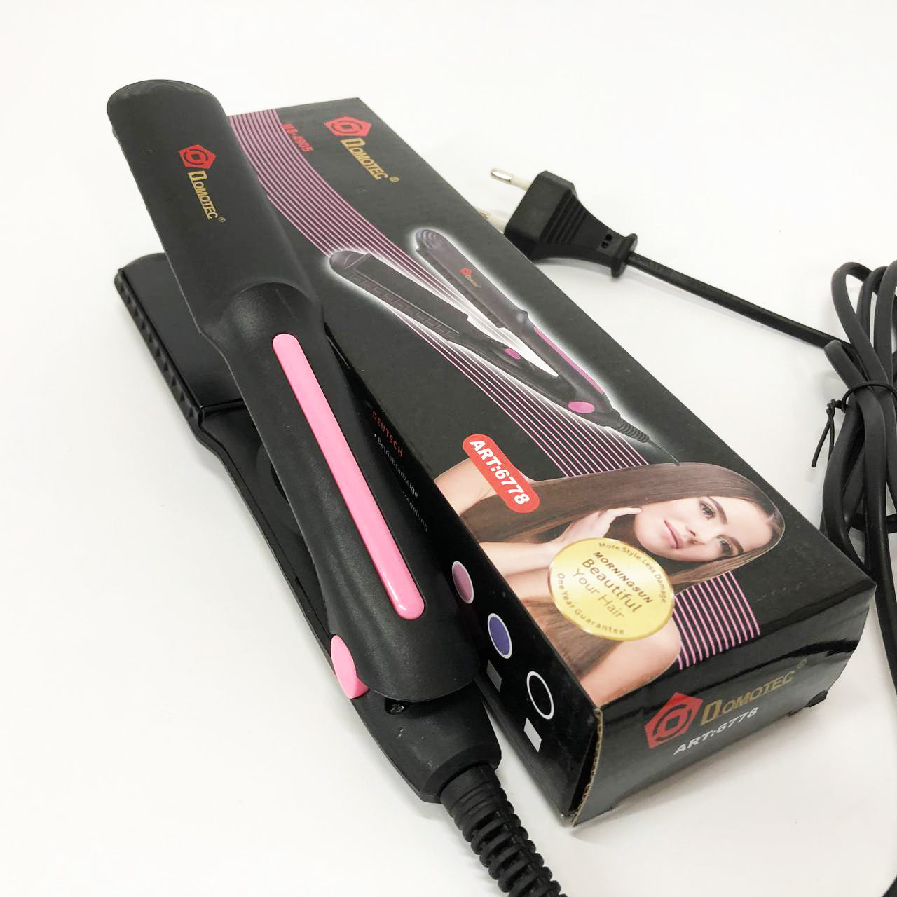 Щипцы, плойка утюжок DOMOTEC MS-4905, Щетка щипцы для выпрямления волос. Цвет: розовый