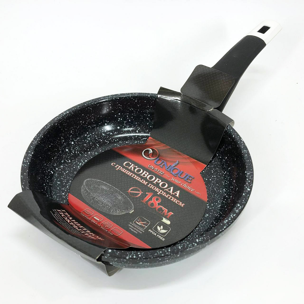 Сковорода Unique UN-5132 18 см с гранитным антипригарным покрытием, Антипригарная сковорода глубокая
