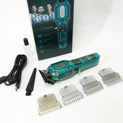 Аккумуляторная машинка для стрижки VGR V-900 с дисплеем, беспроводная для стрижки волос. Цвет: зеленый