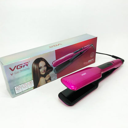 Широкий утюжок для выпрямления волос VGR V-506 мощностью 55 Вт с LED дисплеем 130-210 градусов розовый