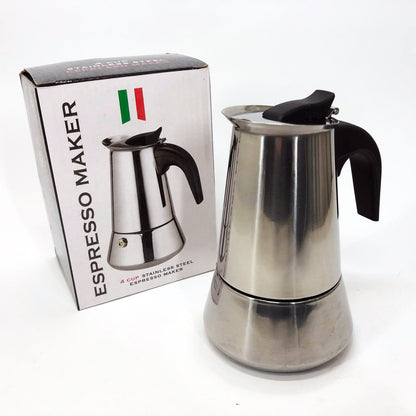 Кофеварка гейзерная из нержавеющей стали UNIQUE UN-1901 180 мл, Гейзер для варки кофе гейзерная кофеварка