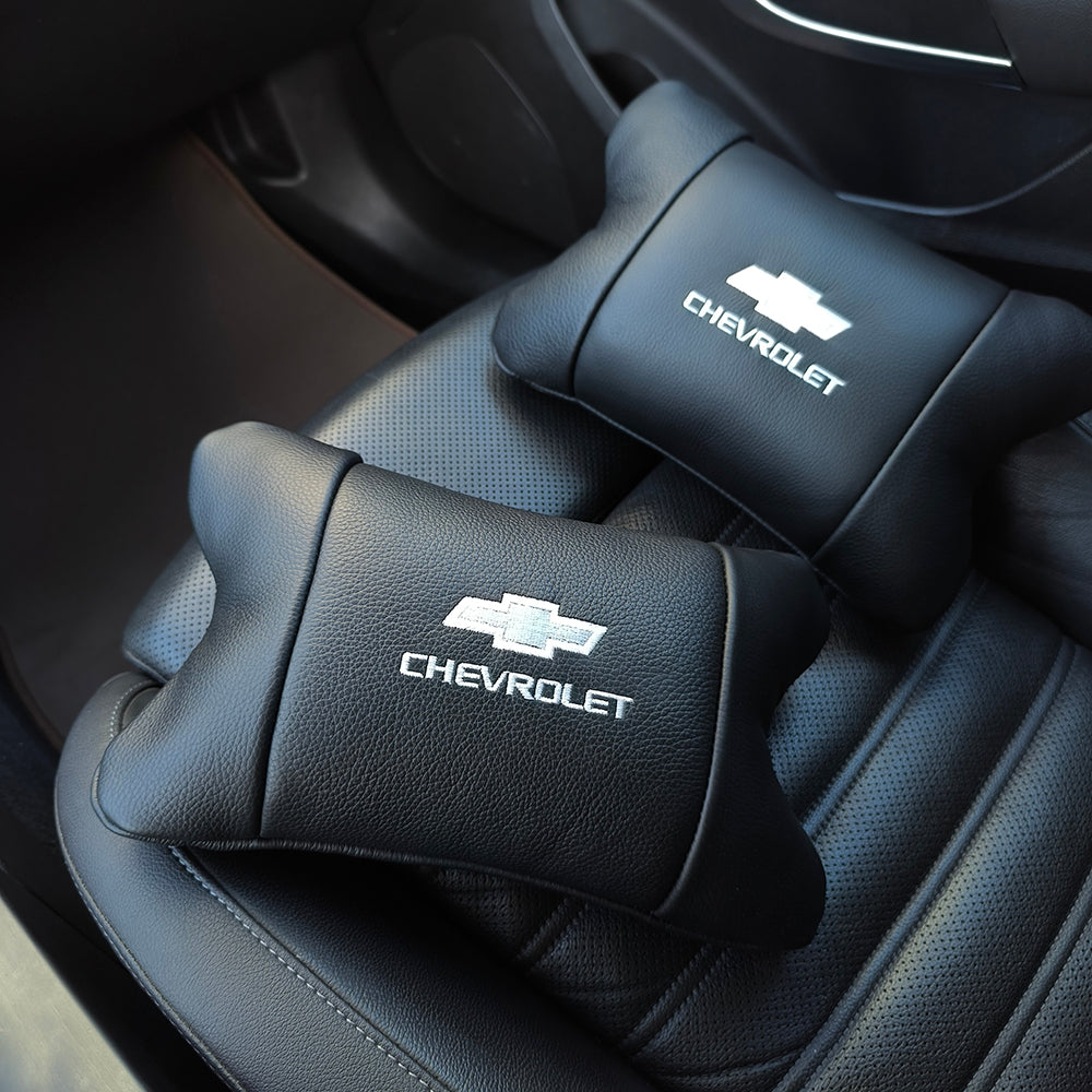 Автомобильные подушки Chevrolet из натуральной итальянской кожи + кожаный брелок в подарок