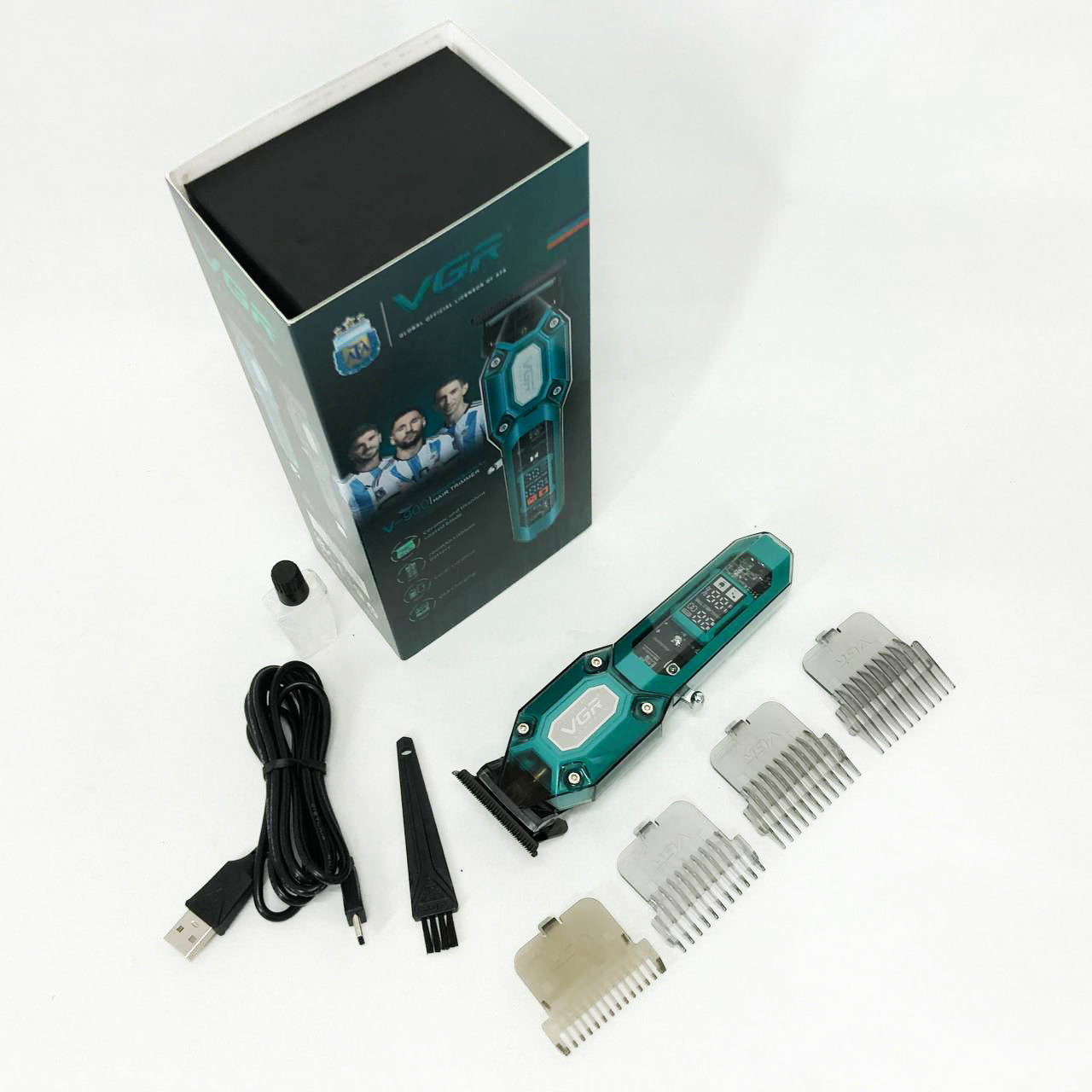 Аккумуляторная машинка для стрижки VGR V-900 с дисплеем, беспроводная для стрижки волос. Цвет: зеленый
