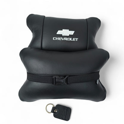 Автомобильные подушки Chevrolet из натуральной итальянской кожи + кожаный брелок в подарок