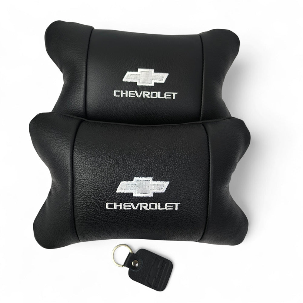 Автомобильные подушки Chevrolet из натуральной итальянской кожи + кожаный брелок в подарок