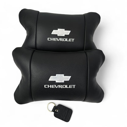 Автомобильные подушки Chevrolet из натуральной итальянской кожи + кожаный брелок в подарок