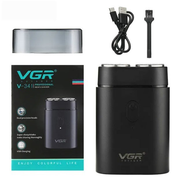 Мужская аккумуляторная мини электробритва VGR V-341 с двумя головками для бритья бороды и усов шейвер