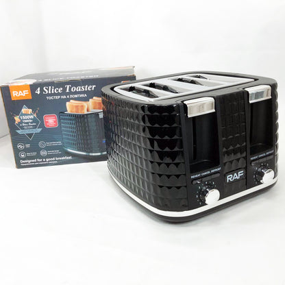 Тостер RAF R.503, 1500 Вт, 4 тоста, 6 уровней поджаривания, функции размораживания и подогрева