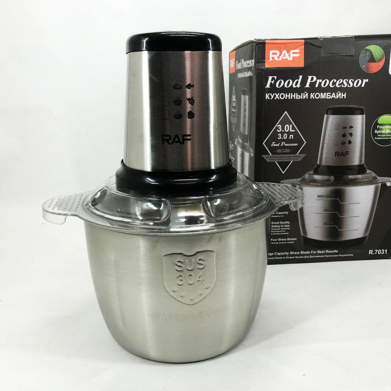 Измельчитель RAF R.7031 электрический блендер-чоппер настольный 3 л 1000 Вт, Кухонный блендер для овощей
