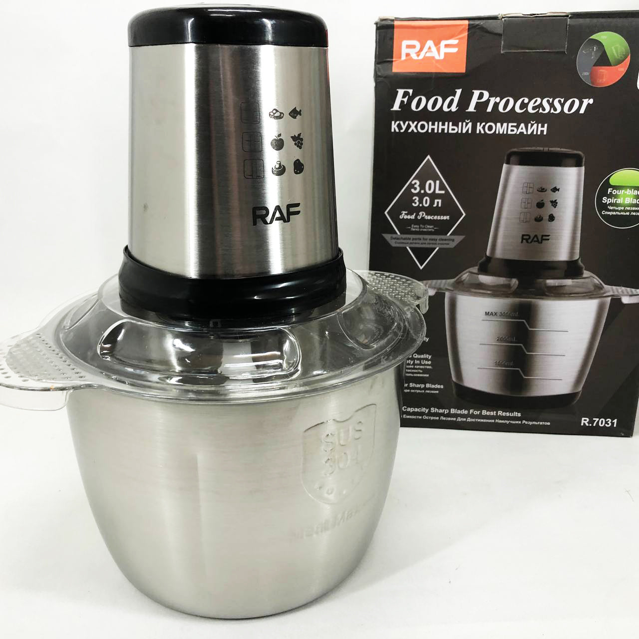 Измельчитель RAF R.7031 электрический блендер-чоппер настольный 3 л 1000 Вт, Кухонный блендер для овощей