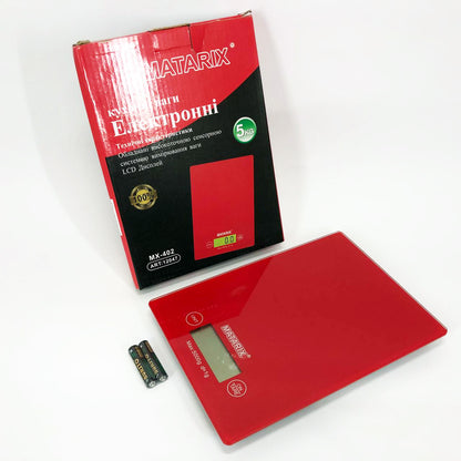Весы кухонные MATARIX MX-402 5 кг с дисплеем, Кухонные весы для продуктов домашние. Цвет: красный