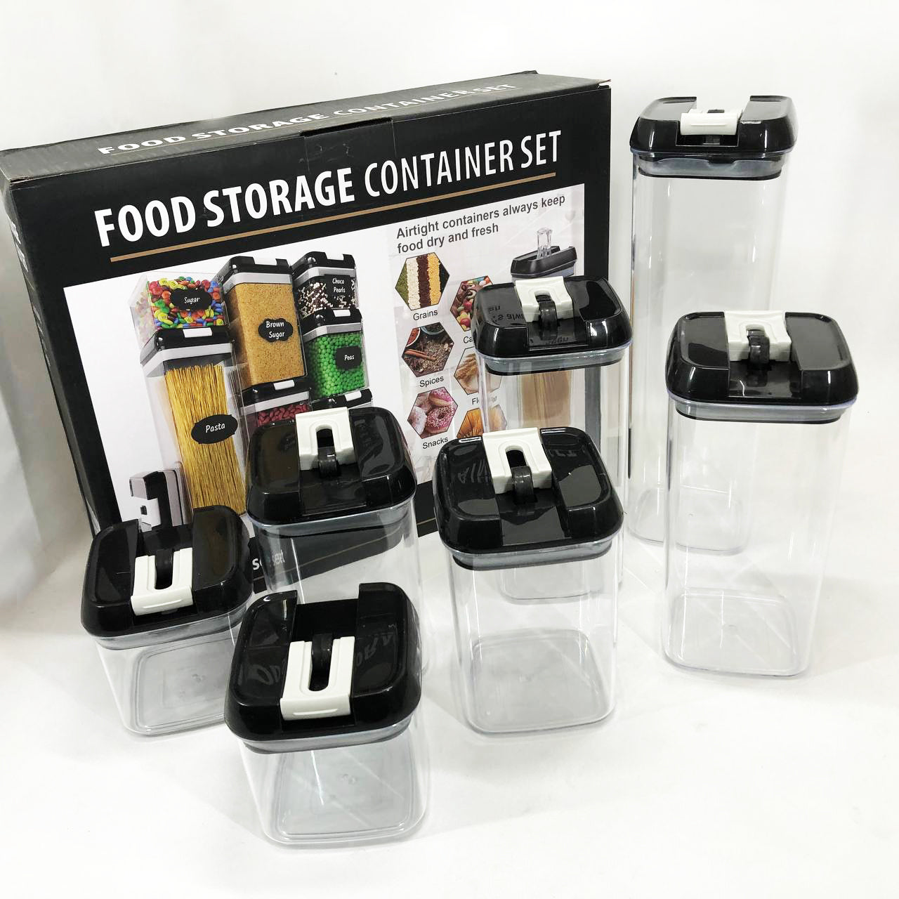 Набор контейнеров для еды FOOD Storage Container Set на защелках с уплотнителем из 7 предметов