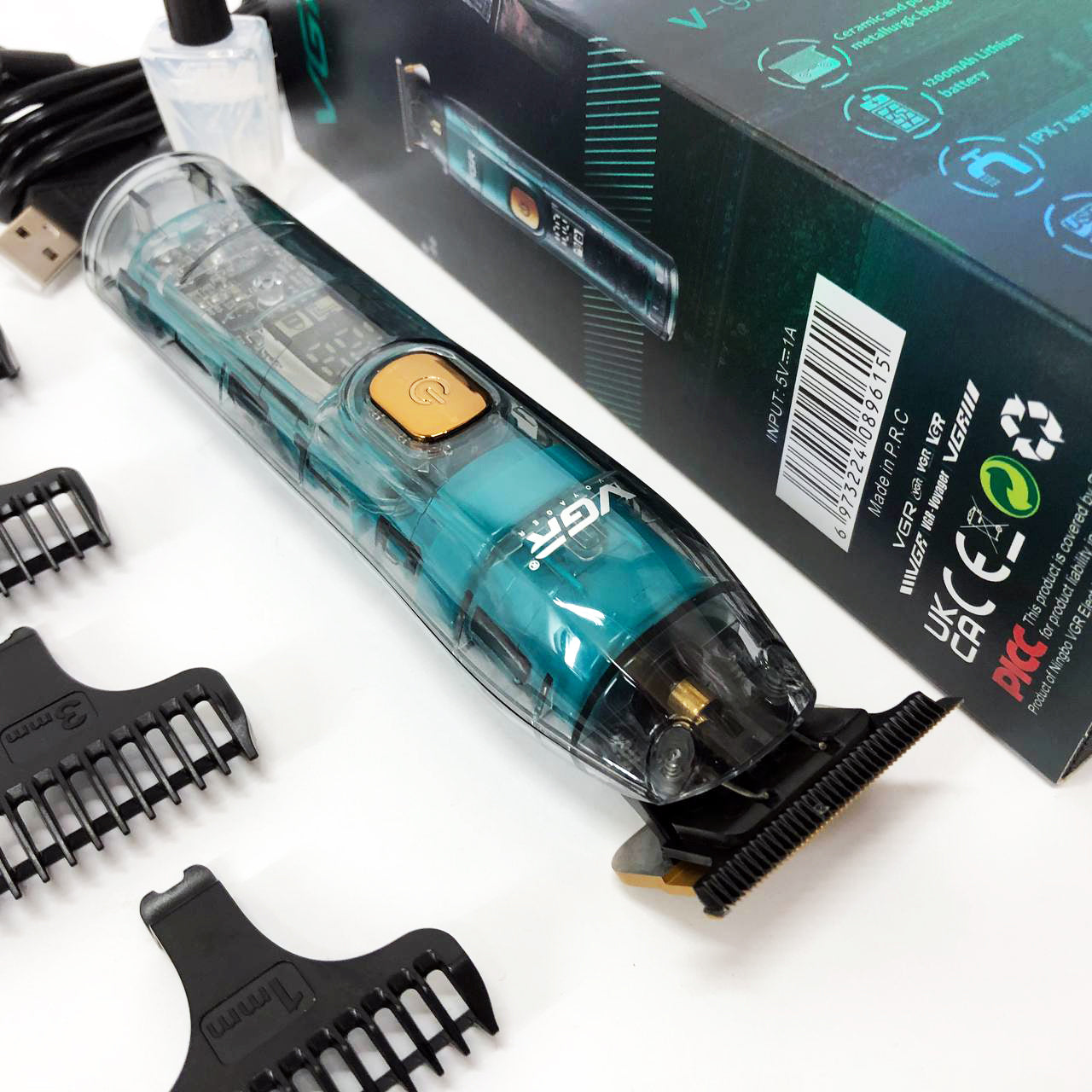 Беспроводная мужская электрическая машинка для стрижки VGR V-961, Триммер аккумуляторный для волос и бороды