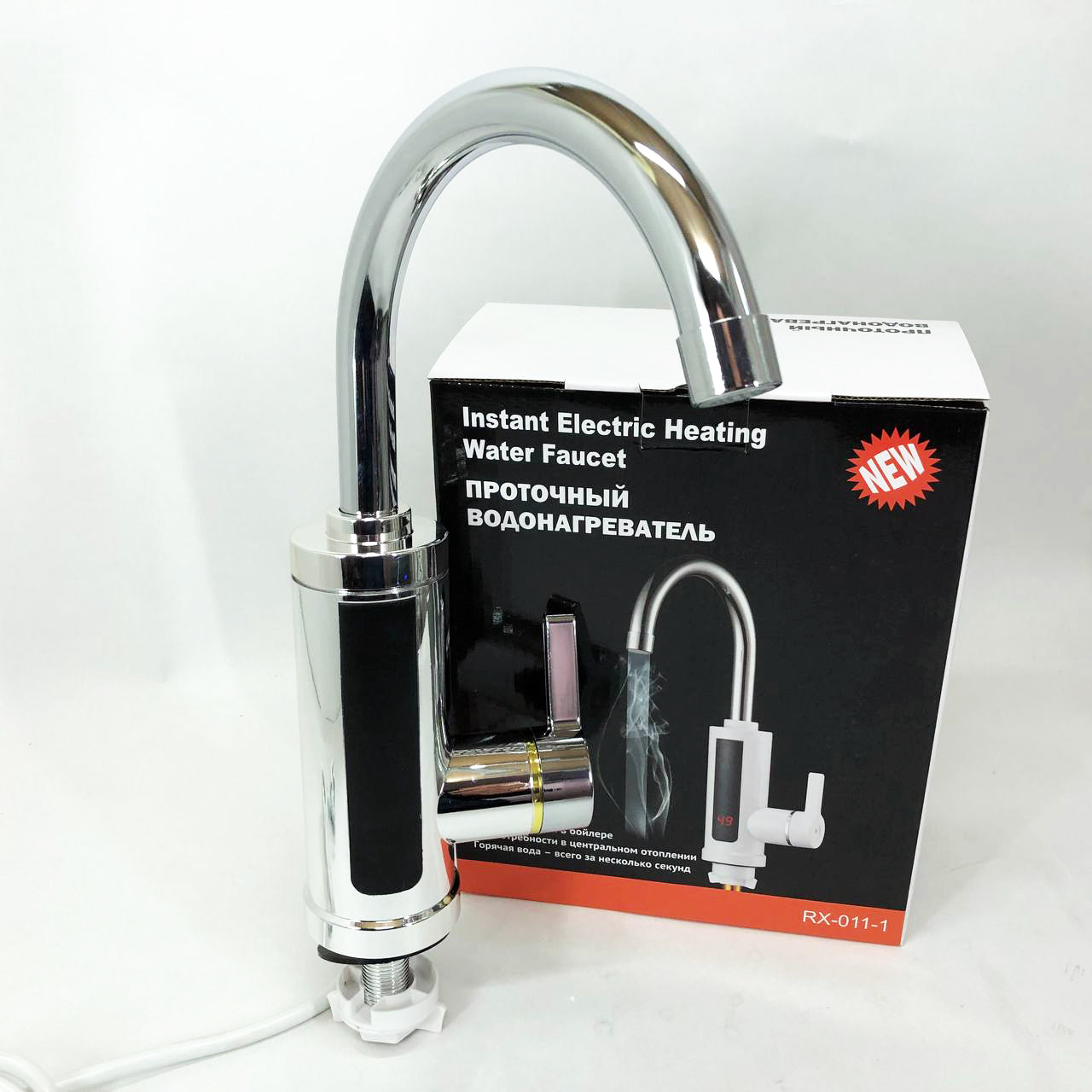 Водонагреватель проточный Delimano RX-0111c LCD дисплеем 3 кВт Кран электрический нижнее подключение