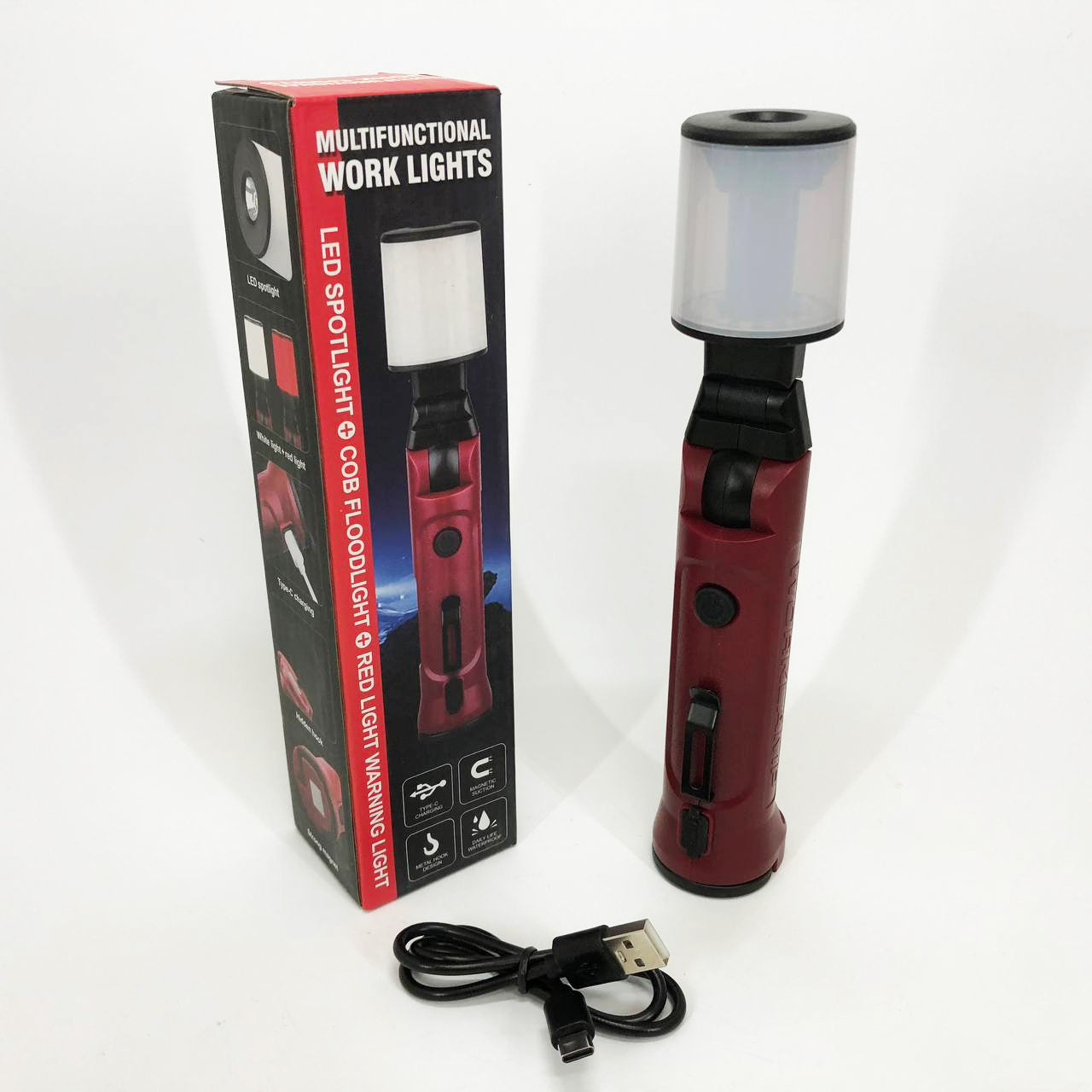 Фонарь аккумуляторный WORKLIGHT-072-XPE 10W 350Lm с крюком и магнитом, Многофункциональный led фонарь