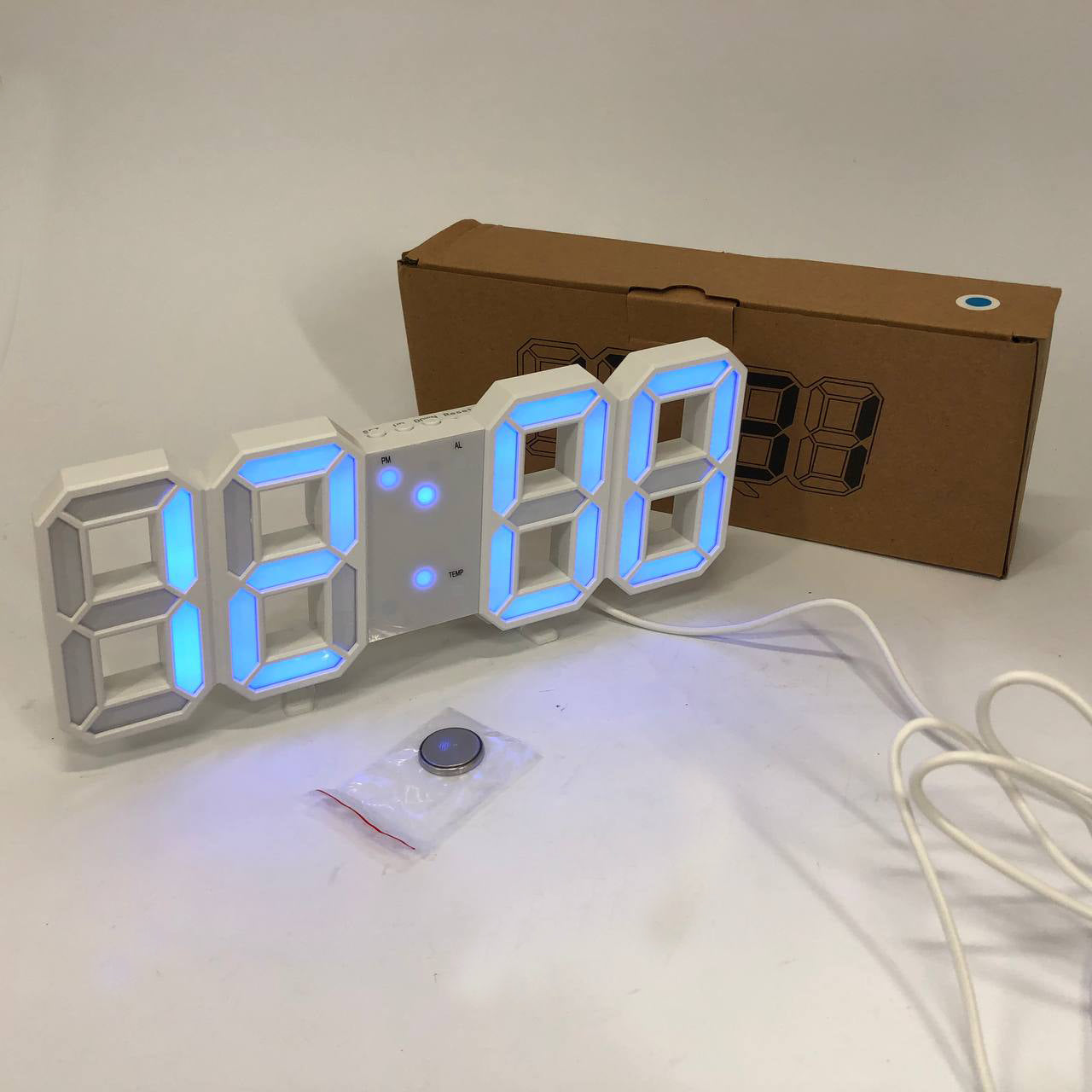 Часы настольные LY-1089 с белой подсветкой LED синие, Часы настольные профессиональные электронные