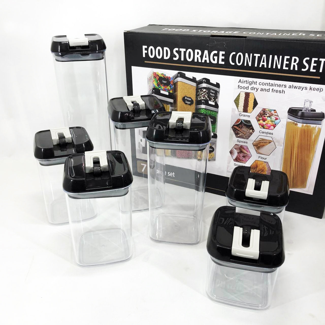 Набор контейнеров для еды FOOD Storage Container Set на защелках с уплотнителем из 7 предметов