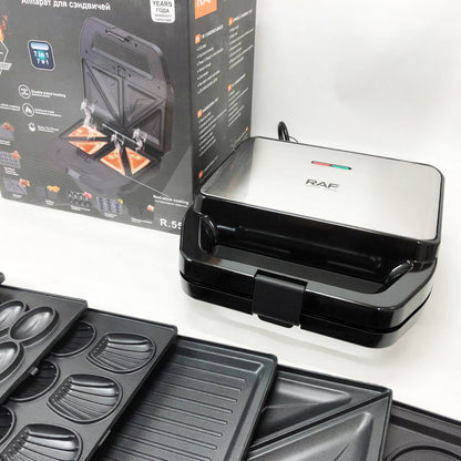 Мультимейкер RAF R.552 – 7 в 1: вафельница, гриль, сэндвичница, пончики, орешки, кексы, печенье, 800 Вт