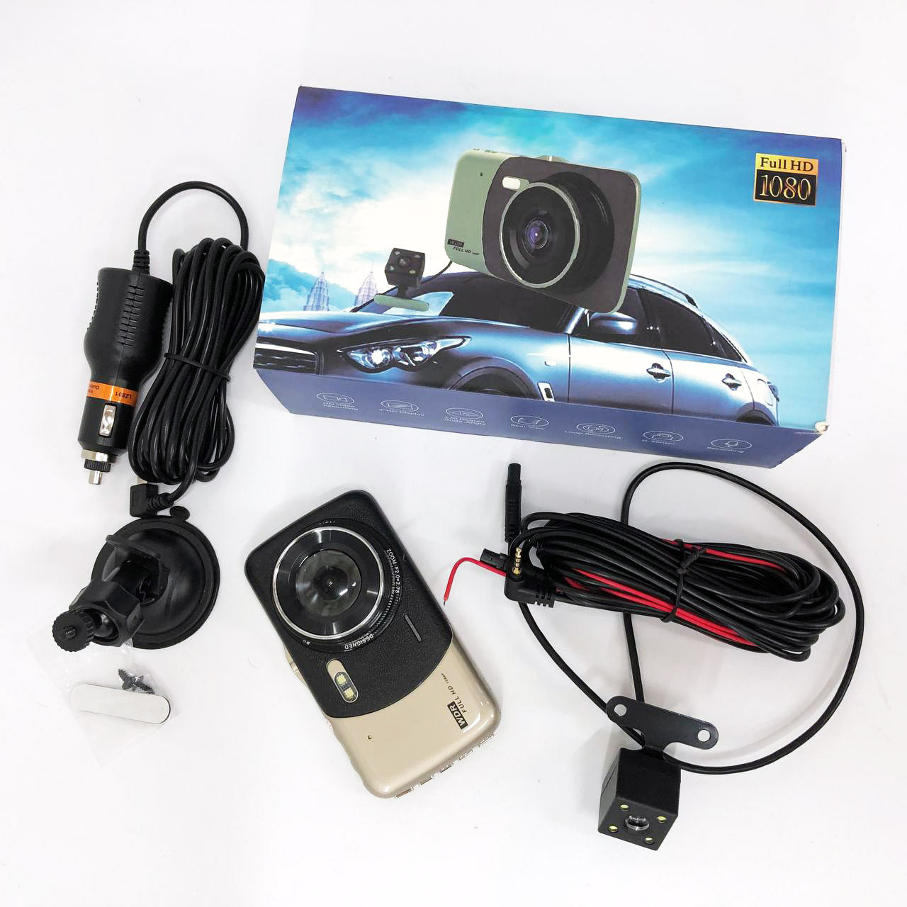 Автомобильный видеорегистратор X600 LCD 4 Angel Lens камеры 1080P Full HD TF