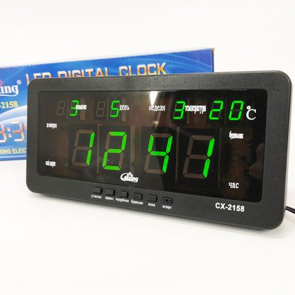 Часы настольные Caixing CX-2158 с зеленой подсветкой, Электронные настольные часы digital светящиеся