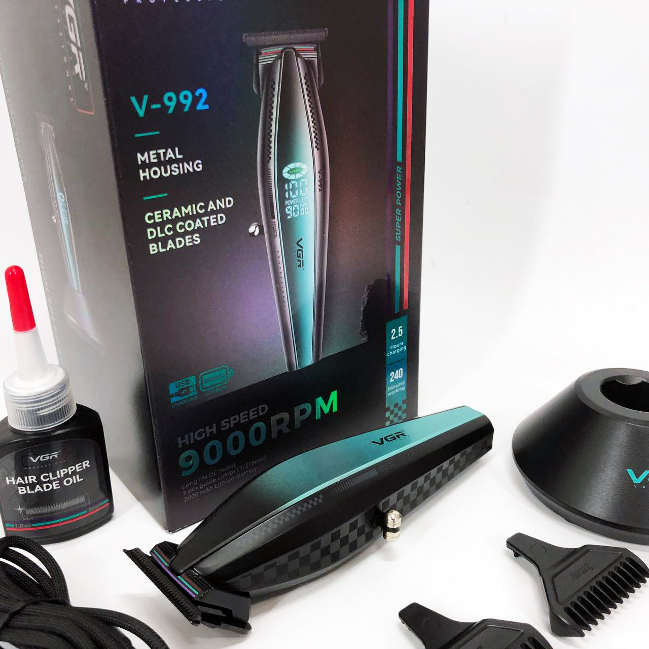 Машинка для стрижки волос с мощным мотором XPRO VGR V-992 с насадками 1-2-3 мм