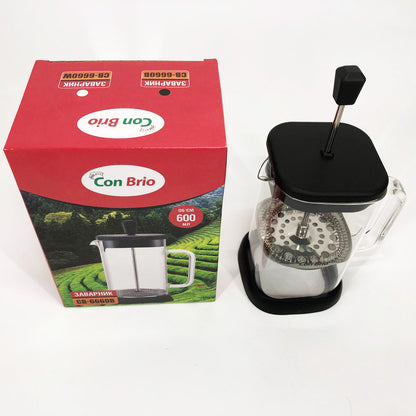 Френч-пресс Con Brio 600 мл CB-6660B, Френч-пресс для крепкого кофе, Многоразовый френч-пресс