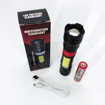 Фонарь ручной аккумуляторный PL-826-P70-COB(white+red), Портативный точечный фонарь, Походный фонарик