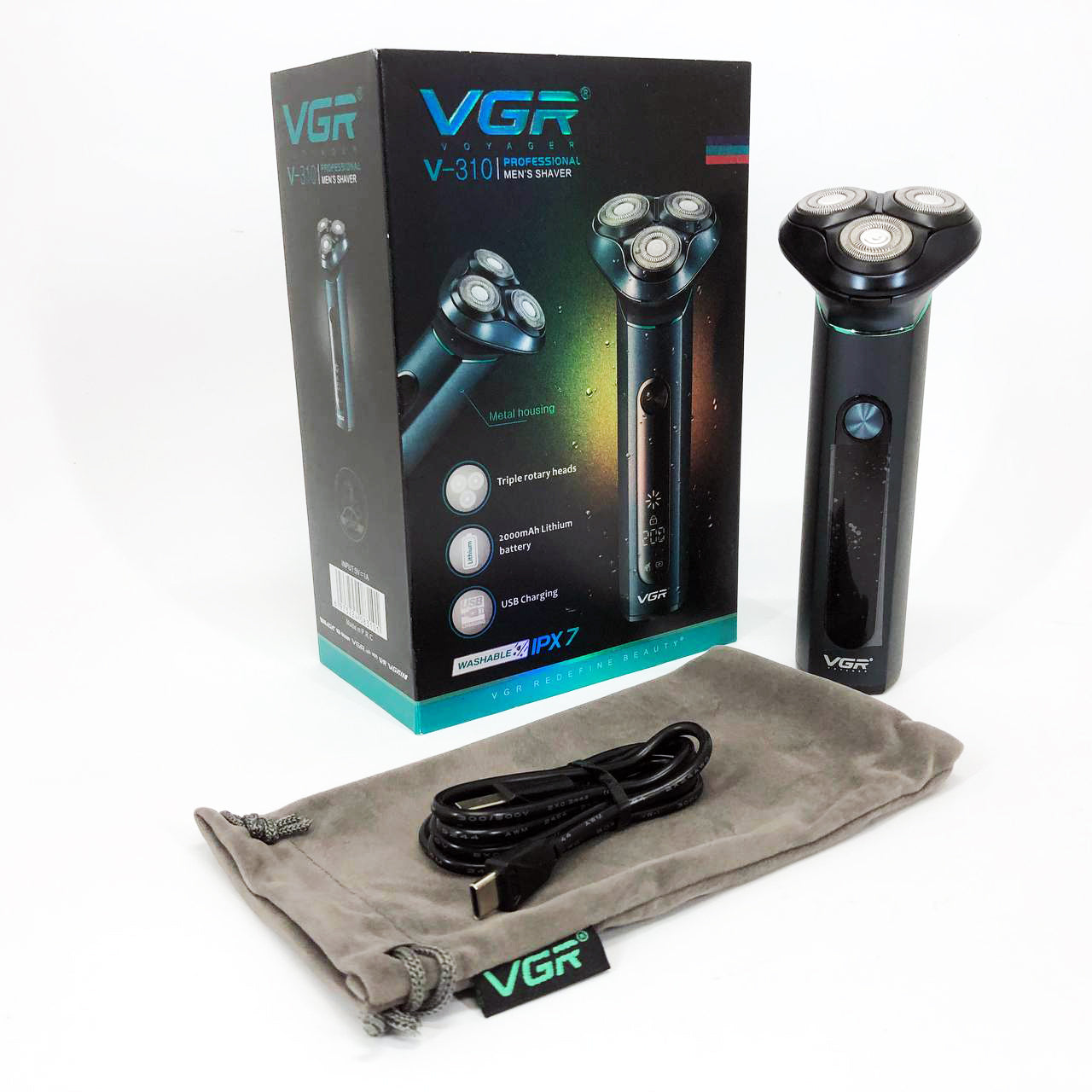 Электробритва портативная бритва VGR V-310 шейвер для бритья бороды и усов с аккумулятором