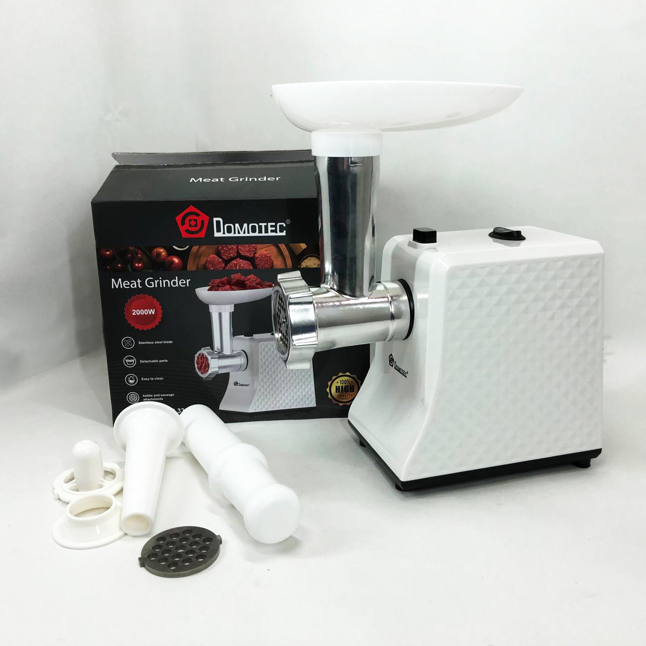 Электрическая Мясорубка Domotec R3391 2000W, Мощная компактная мясорубка для дома, Мясорубка 3 в 1