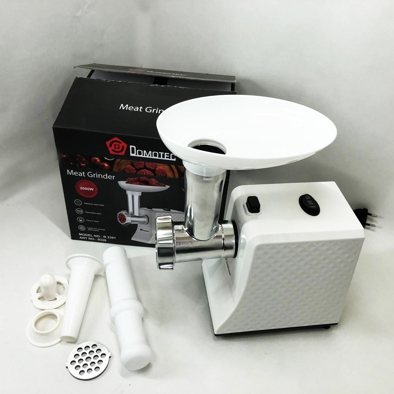 Электрическая Мясорубка Domotec R3391 2000W, Мощная компактная мясорубка для дома, Мясорубка 3 в 1
