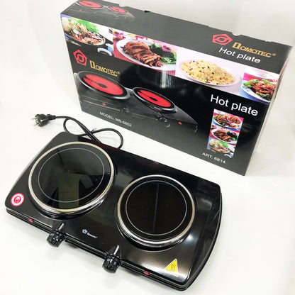 Электрическая настольная плита Domotec MS-5852 2 конфорки стеклокерамическая 1200 Вт