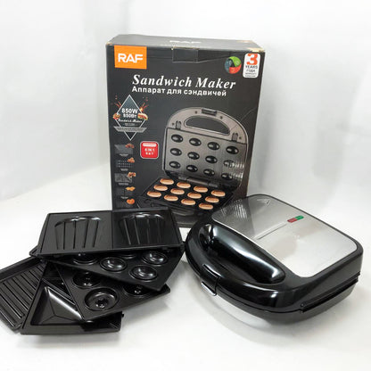 Мультимейкер 6в1 RAF R.541 Гриль прижимной сэндвичница вафельница орешник бутербродница