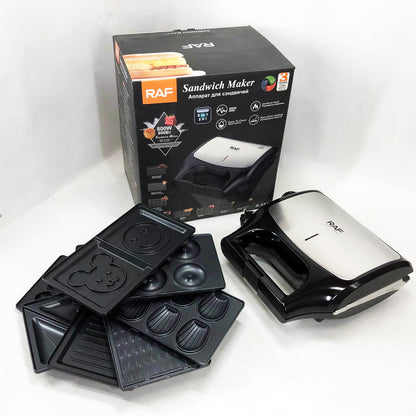Вафельница бутербродница сендвичница гриль электрическая 8 в 1 RAF R.551 850W Мультипекарь со 8 формами