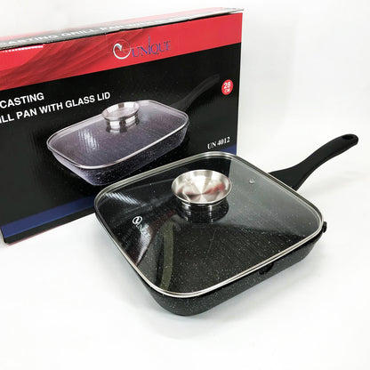 Сковорода гриль UNIQUE UN-4012 стильная 24см, Надежная сковорода с антипригарным покрытием