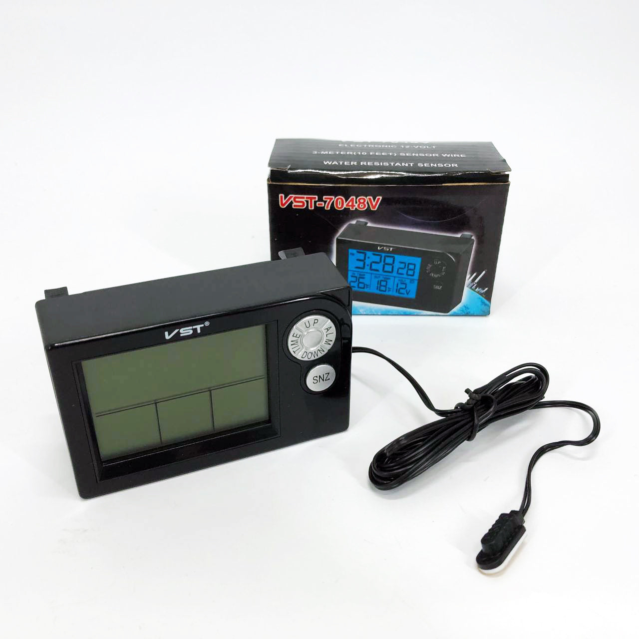 Часы автомобильные электронные авточасы VST-7048V для ВАЗ с вольтметром, температурой