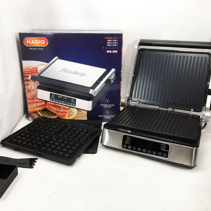 Гриль-барбекю электрический Magio MG-356, Настольный гриль для гамбургеров Прижимная электробутербродница