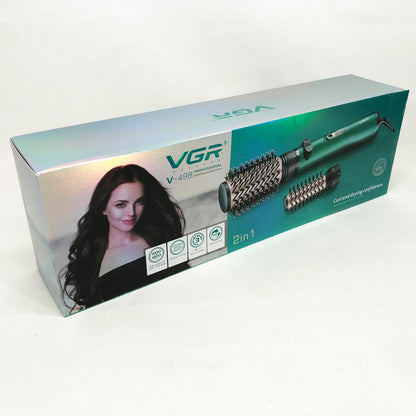 Фен щетка для волос 2 в 1 VGR V-498, стайлер браш, Фен для красивой укладки волос, Фен для ломких волос