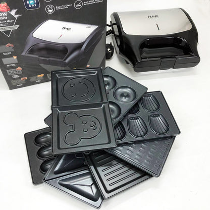 Вафельница бутербродница сендвичница гриль электрическая 8 в 1 RAF R.551 850W Мультипекарь со 8 формами