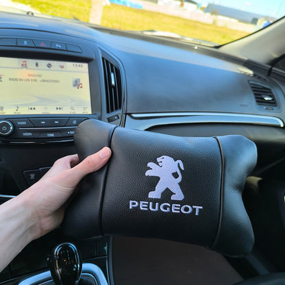 Набор подушек Peugeot из кожи + брелок в подарок, Автоподушки с вышивкой