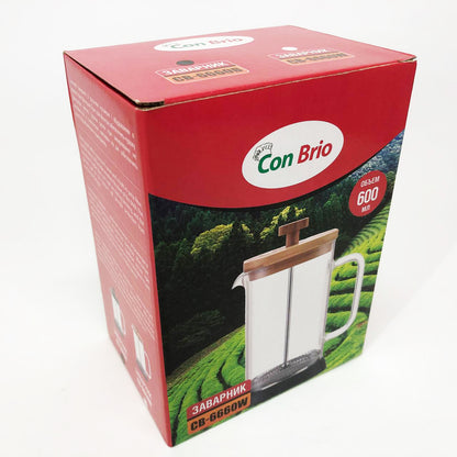 Френч-пресс Con Brio 600 мл CB-6660B, Френч-пресс для крепкого кофе, Многоразовый френч-пресс