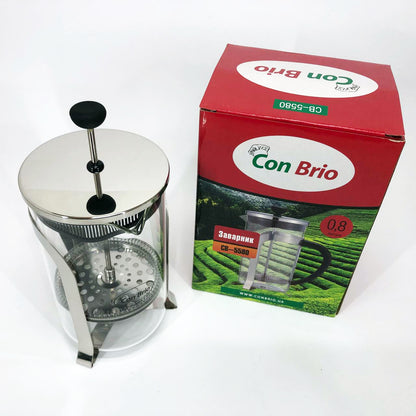 Френч-пресс Con Brio CB-5580 0.8 л, Стильный стеклянный заварочный чайник, Заварной стеклянный чайник