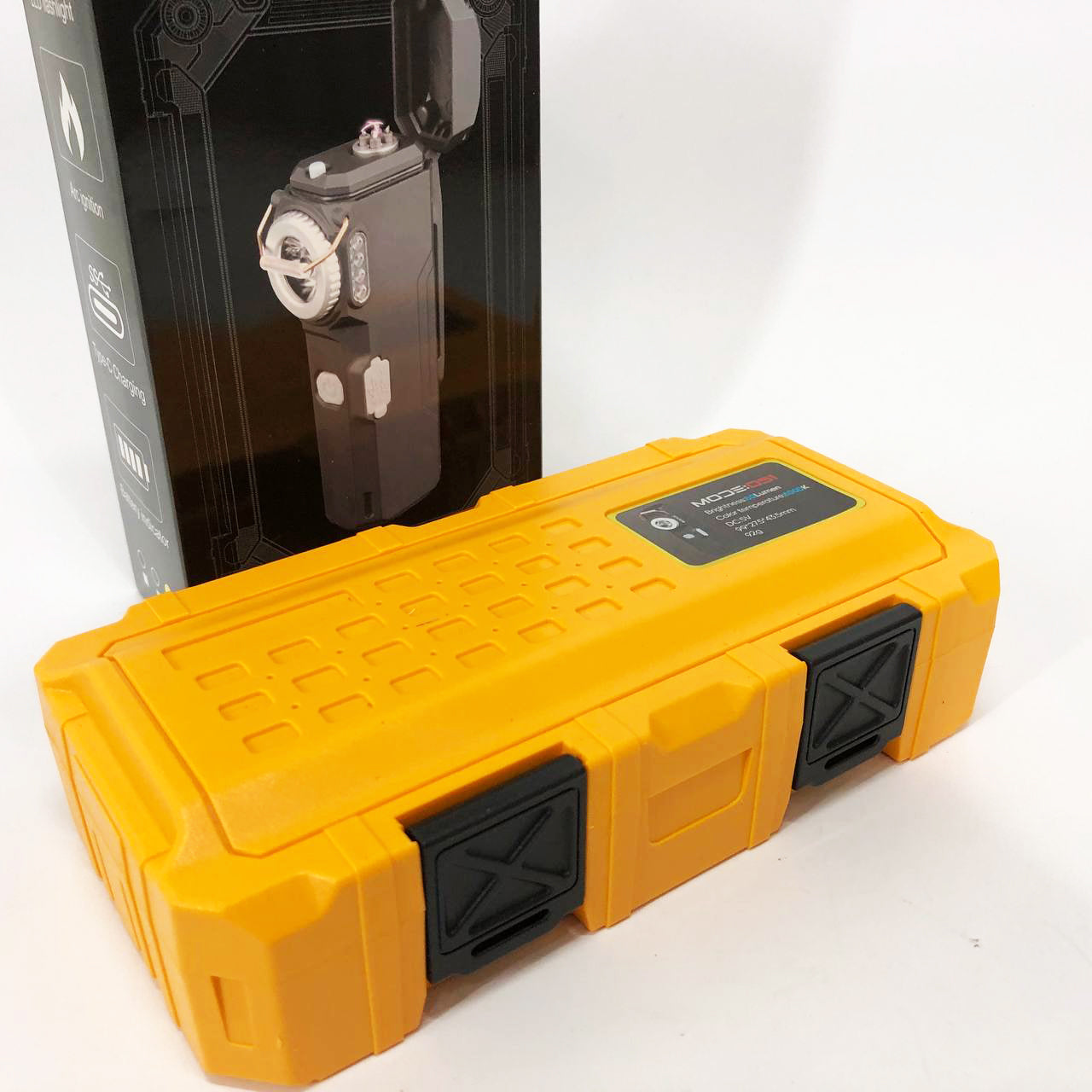 Фонарик-зажигалка армейская MULTIFUNCTIONAL D51-COB электроимпульсная аккумуляторная. Цвет: желтый