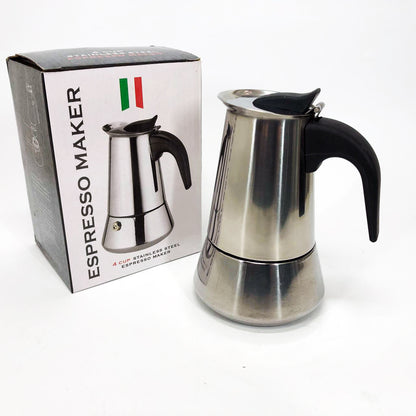 Кофеварка гейзерная из нержавеющей стали UNIQUE UN-1901 180 мл, Гейзер для варки кофе гейзерная кофеварка