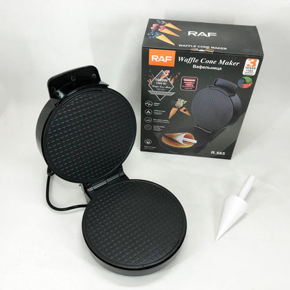 Электрическая вафельница RAF R.565 с антипригарным покрытием и конусом для трубочек