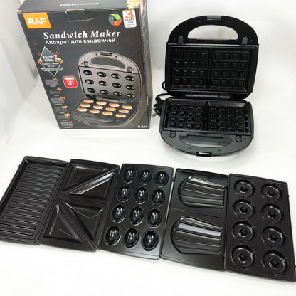 Мультимейкер 6в1 RAF R.541 Гриль прижимной сэндвичница вафельница орешник бутербродница