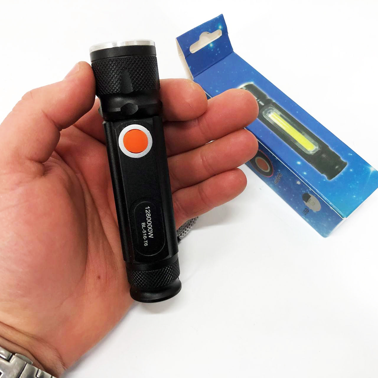 Фонарик портативный светодиодный Police BL-516/616-T6-COB с USB-зарядкой, магнитом и функцией зума